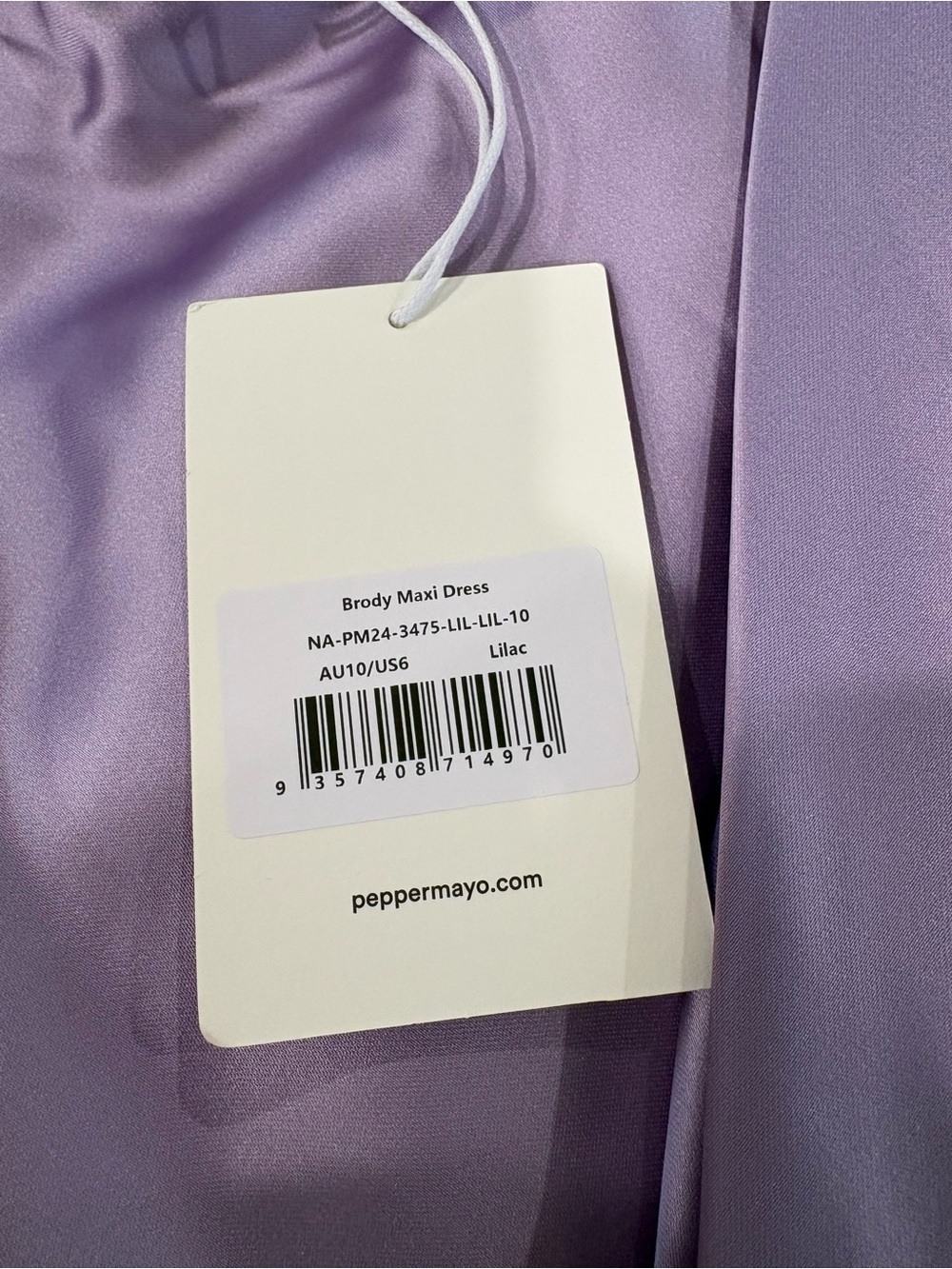 Peppermayo Lavender Satin V‑Neck Maxi Dress - Picture 7 of 7